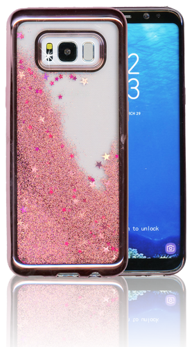 Samsung Galaxy S8 Plus MM Electroplated Water Glitter Case With Stars Rose Gold