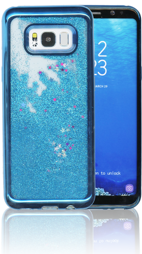 Samsung Galaxy S8 Plus MM Electroplated Water Glitter Case With Stars Blue