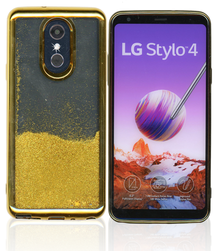 LG Stylo 4 MM Electroplated Water Glitter Case With Stars Gold