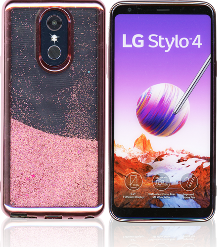 LG Stylo 4 MM Electroplated Water Glitter Case With Stars Rose Gold