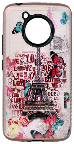 Motorola E4 Carbon Fiber Design Paris Butterfly