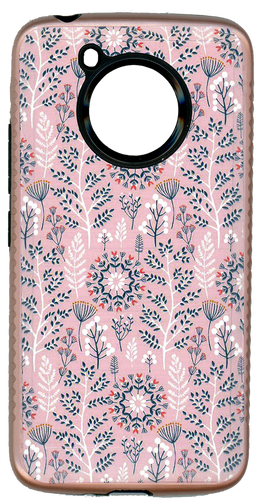 Motorola E4 Carbon Fiber Design Flowers