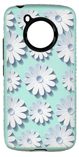 Motorola E4 Carbon Fiber Design White Flower