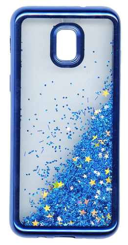 Samsung Galaxy J3 (2018) MM Electroplated Water Glitter Case With Stars Blue