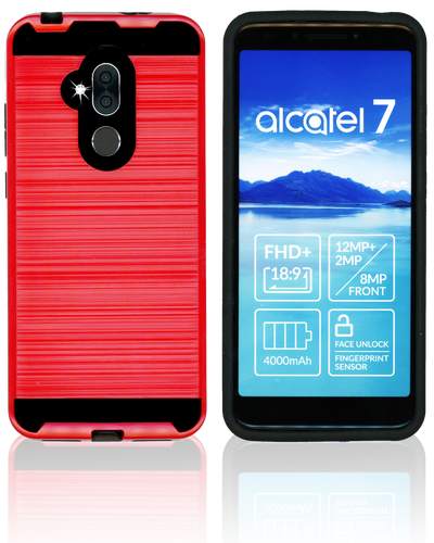 Alcatel 7 Folio MM Slim Dura Metal Finish Red