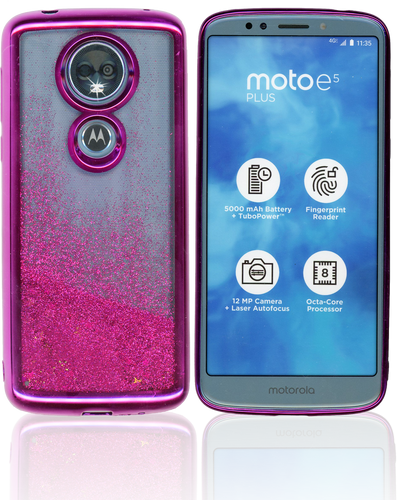 Motorola E5 PLUS MM Electroplated Water Glitter Hot Pink