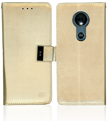 Motorola E5 Plus MM Premium Folio Wallet Gold