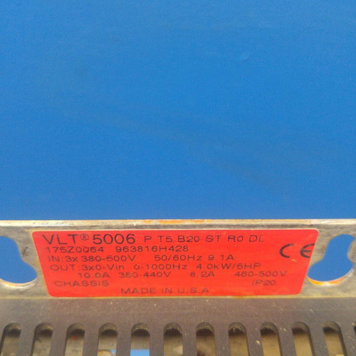 Danfoss VLT5006PT5B20STR3DLF10A00C0 VLT-5006 Variable Speed Drive 5 HP 3.7kW 5HP (MM0476-2)