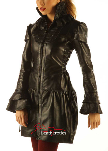 Black Leather Burlesque Victorian Theme Jacket MD644