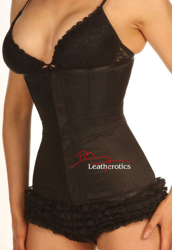 Black Satin Underbust Corset Steel Boned Hipster