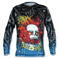 Men's Run or Die Fire Skull Long Sleeve Tech Shirt Men's Run or Die Fire Skull Long Sleeve Tech Shirt