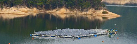 Solar power plant on lake