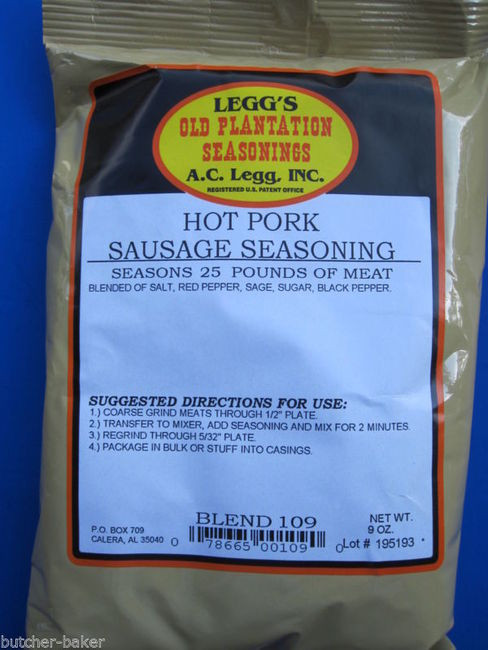 HOT PORK Breakfast Sausage Seasoning Spices for 25 lbs Smokehouse Chef
