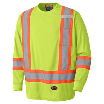 Yellow Green Birdseye Long-Sleeved Safety T-shirt Yellow Green Birdseye Long-Sleeved Safety T-shirt