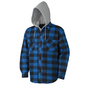 BLUE/BLACK QUILTED HOODED POLAR FLEECE SHIRT BLUE/BLACK QUILTED HOODED POLAR FLEECE SHIRT