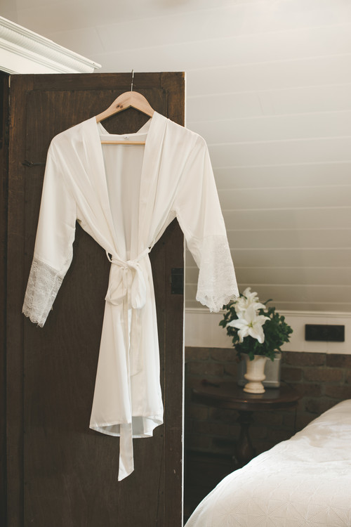 Bridal Satin Lace Robe WHITE