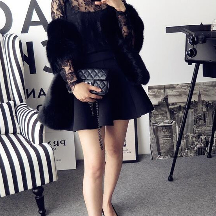 True Romance Fur Shawl Black