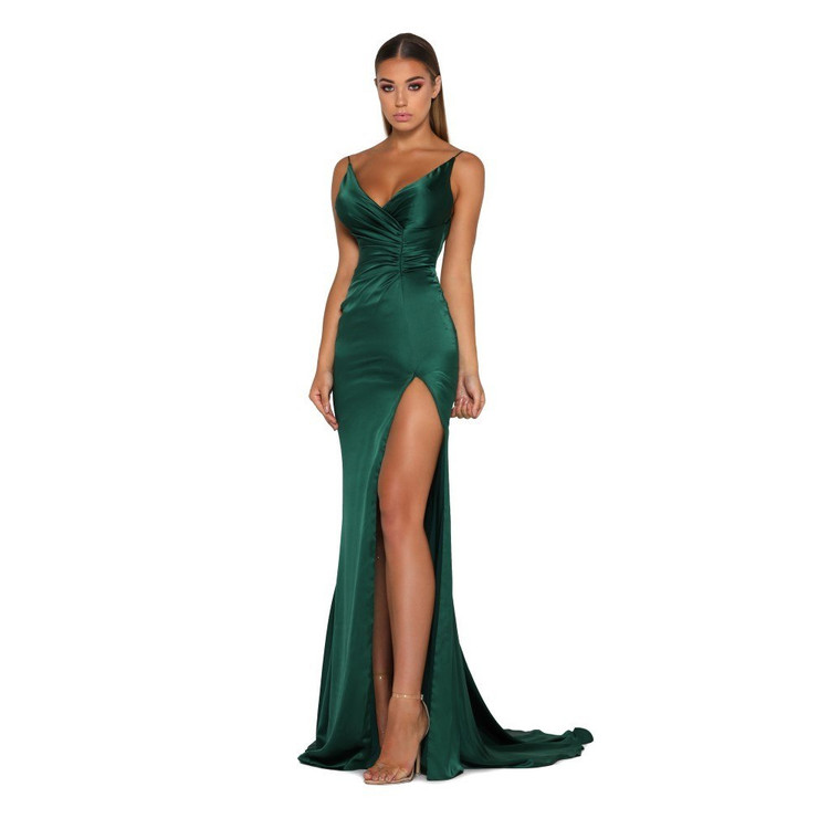 Hugo Gown Satin Emerald by Portia & Scarlett