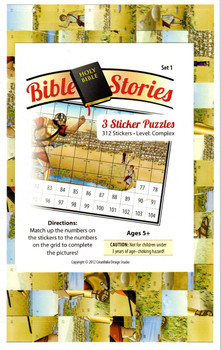 Bible Sticker Puzzles Set 1 - 3 Puzzles, 104 Pcs Each Bible Sticker Puzzles Set 1 - 3 Puzzles, 104 Pcs Each