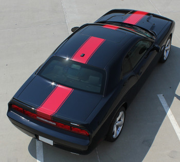 rear angle Center Racing Stripes for Dodge Challenger FINISH LINE 2015+ rear angle Center Racing Stripes for Dodge Challenger FINISH LINE 2015+