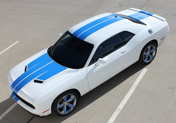 top view Dodge Challenger Dual Racing Stripes WING RALLY 3M 2015-2019 top view Dodge Challenger Dual Racing Stripes WING RALLY 3M 2015-2019
