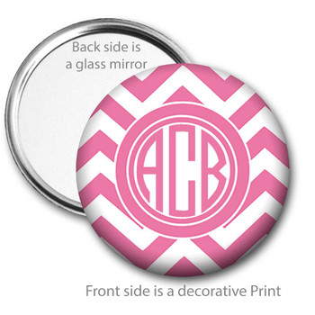 Pink Chevron Monogrammed Pocket Mirror Pink Chevron Monogrammed Pocket Mirror