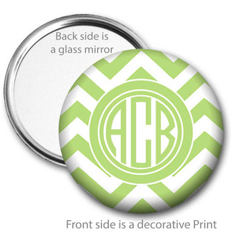 Lime Chevron Monogrammed Pocket Mirror Lime Chevron Monogrammed Pocket Mirror