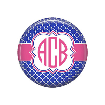Royal Blue Pink Quatrefoil Monogrammed Pocket Mirror Royal Blue Pink Quatrefoil Monogrammed Pocket Mirror