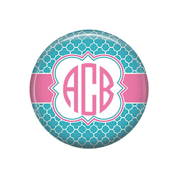 Aqua Blue Pink Monogrammed Pocket Mirror Aqua Blue Pink Monogrammed Pocket Mirror