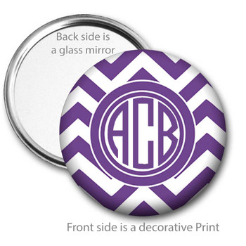 Purple Chevron Monogrammed Pocket Mirror Purple Chevron Monogrammed Pocket Mirror