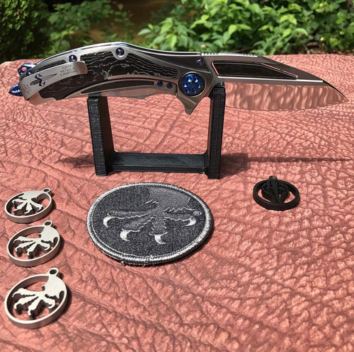 Marfione Custom Super Matrix R Frame Lock Mirror Polish Blade Hand Rubbed Titanium Handle w/ TPT Carboquartz Inlays Blue Ringed Titanium Hardware SN#001 Marfione Custom Super Matrix R Frame Lock Mirror Polish Blade Hand Rubbed Titanium Handle w/ TPT Carboquartz Inlays Blue Ringed Titanium Hardware SN#001
