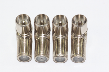 4 x Right Angled 90 Degree F Connector Female Socket to Coax TV Male Aerial Plug 4 x Right Angled 90 Degree F Connector Female Socket to Coax TV Male Aerial Plug