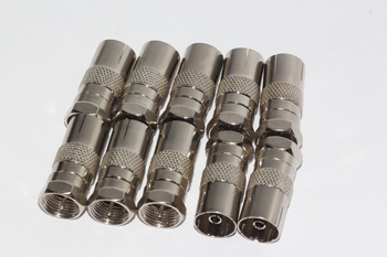 10 x Male F Plug to Coax Coaxial Female Adaptor, Eurovox, D Box, Satellite etc 10 x Male F Plug to Coax Coaxial Female Adaptor, Eurovox, D Box, Satellite etc