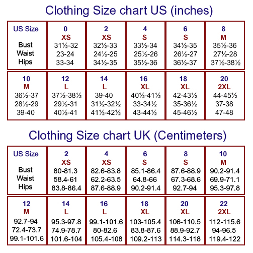 Standard Us Size Chart