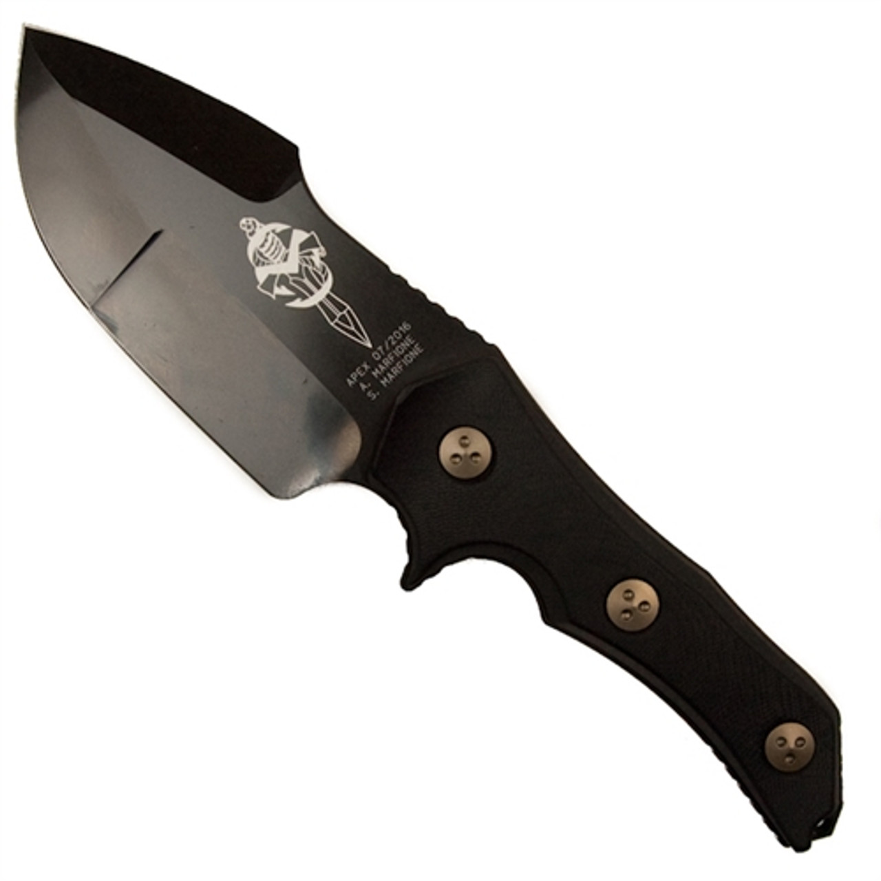 Microtech Custom Apex Fixed Blade Knife, DLC Apocalyptic Stonewash Blade