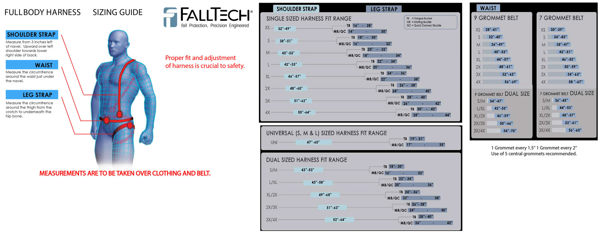 Safety Harness Size Chart