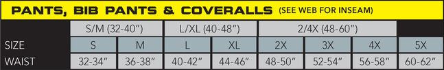 Bizweld Overalls Size Chart