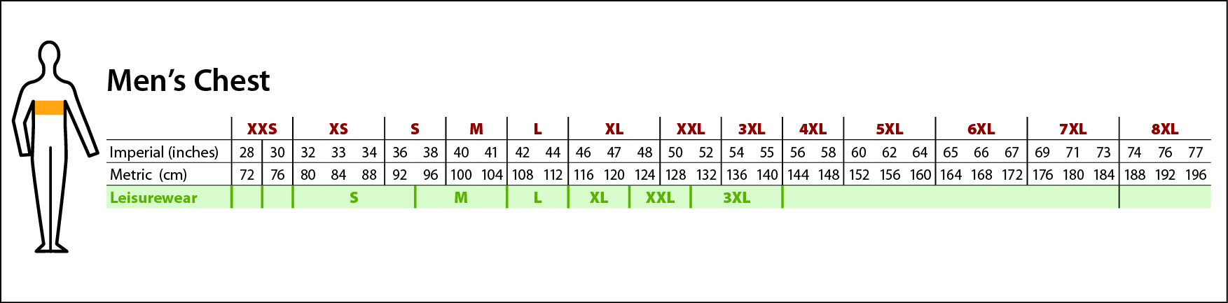 Bizweld Overalls Size Chart