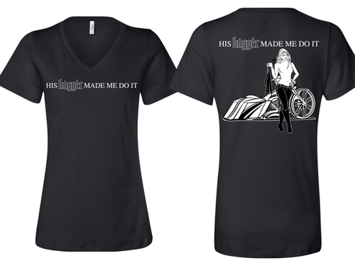 His Bagger Made Me Do It (Ladies Edition) V-Neck T-Shirt