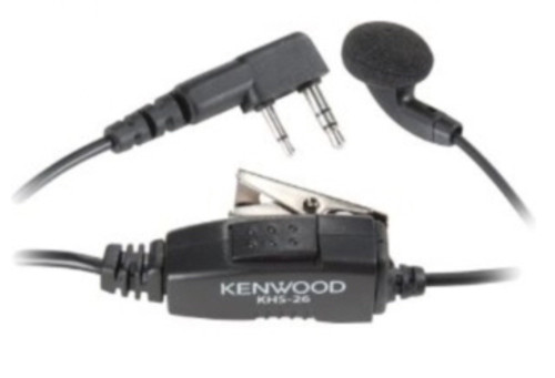 Kenwood Model KHS26, In-Line Push and Talk Switch & Mic Earbud rests comfortably in either ear. A perfect fit. Kenwood Model KHS26, In-Line Push and Talk Switch & Mic Earbud rests comfortably in either ear. A perfect fit.