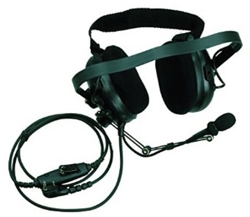 Kenwood KHS-10BH Heavy-duty dual earmuff headset with Noise reduction. Behind-the-head design. Noise canceling boom mic and In-line PTT. Kenwood KHS-10BH Heavy-duty dual earmuff headset with Noise reduction. Behind-the-head design. Noise canceling boom mic and In-line PTT.