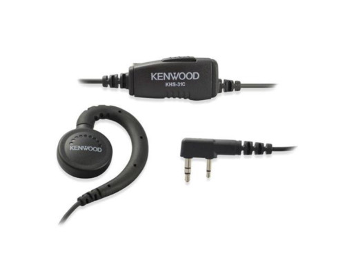 The Kenwood KHS-31 C-ring earpiece is comfortable and lightweight; Earpiece rests outside on left or right ear; Removable C-ring; In line push-to-talk (PTT) switch and mic; VOX Capable The Kenwood KHS-31 C-ring earpiece is comfortable and lightweight; Earpiece rests outside on left or right ear; Removable C-ring; In line push-to-talk (PTT) switch and mic; VOX Capable