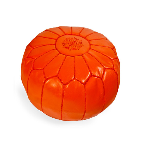Moroccan Pouf Orange Leather
