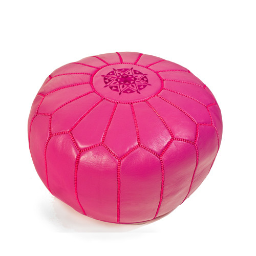 Moroccan Pouf Fuchsia Leather