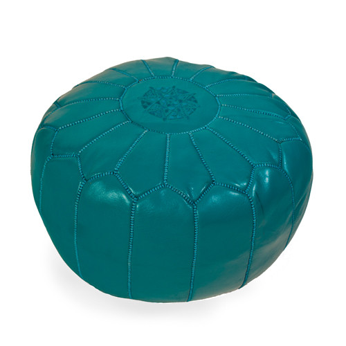 Moroccan Pouf Teal Leather