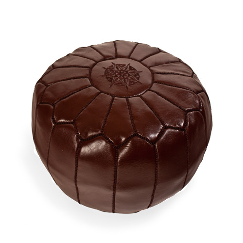 Moroccan Pouf Brown Leather