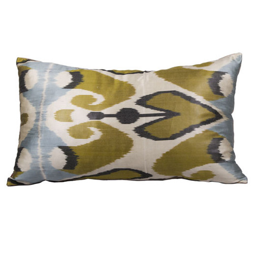 Ikat Pillow, Blue & Gold