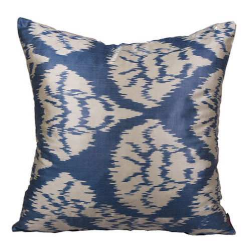 Ikat Pillow, Blue & White