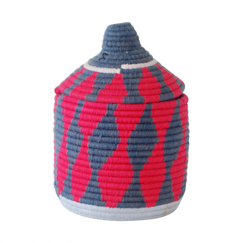 Moroccan Bread Basket, Coral & Grey