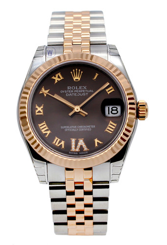 Rolex Datejust 31 Chocolate Dial Large VI Diamonds RG Watch 178271 Rolex Datejust 31 Chocolate Dial Large VI Diamonds RG Watch 178271